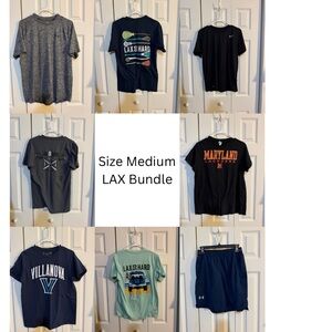 All size medium men’s, LAX t-shirts and 1 pair of shorts